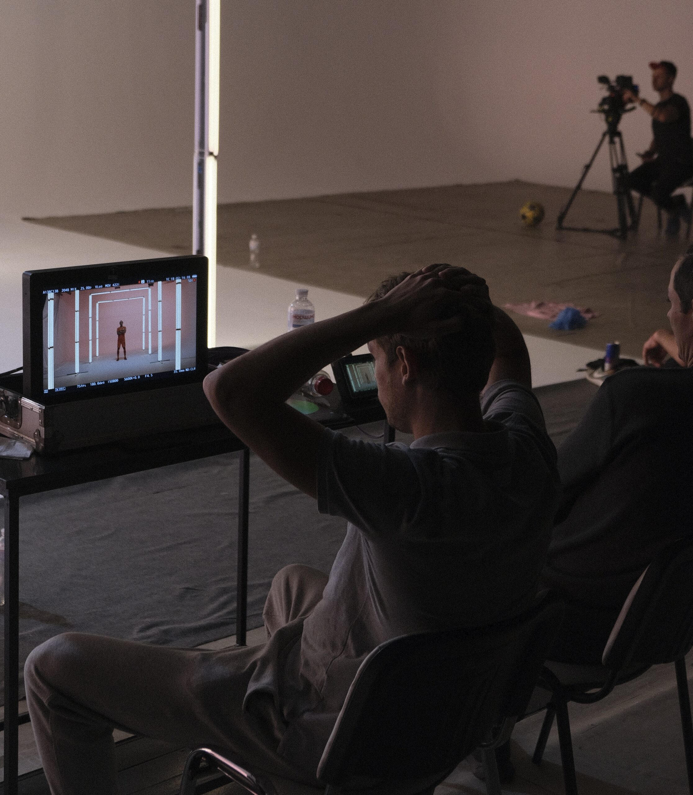 Alex reviewing a shot on set