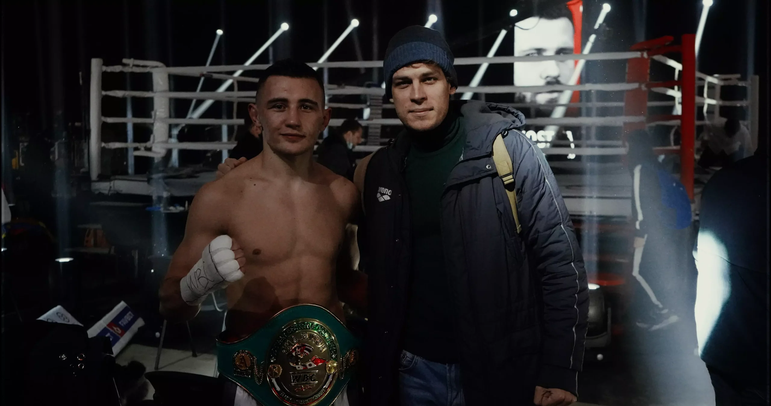 Alex Melnykov with a boxer after a fight